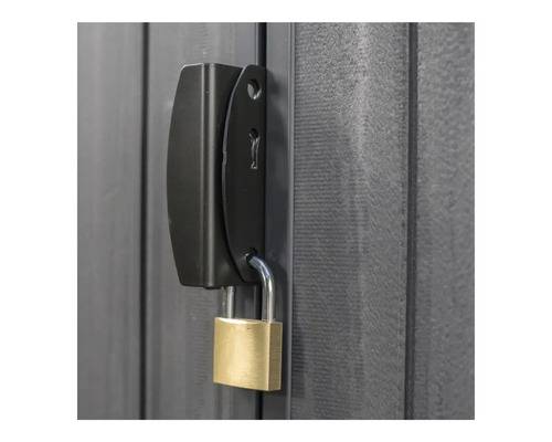 Lacăt atașat la o ușă gri de dulap