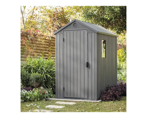 Dulap de grădină din plastic cu fereastră și grilă de ventilație în grădină