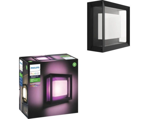 Plafonieră/aplică cu LED integrat Philips Hue Econic 15W 1150 lumeni, lumină RGBW, pentru exterior IP44, negru