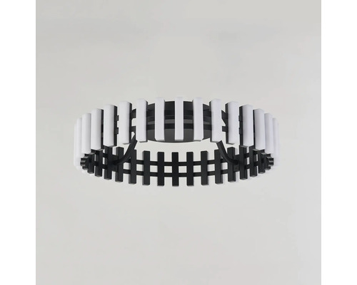 Plafonieră rotundă cu structură lamelară în alb și negru