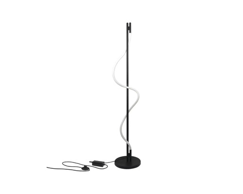 Lampă de podea cu element luminos LED curbat și bază neagră