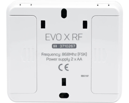 Dispozitiv EVO X RF cu frecvența de 868 MHz și marcajul CE