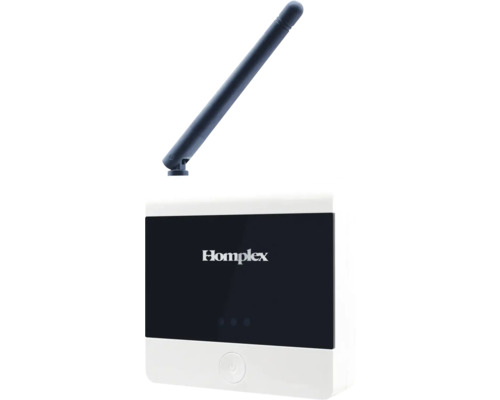 Logo Homplex pe un dispozitiv cu antenă