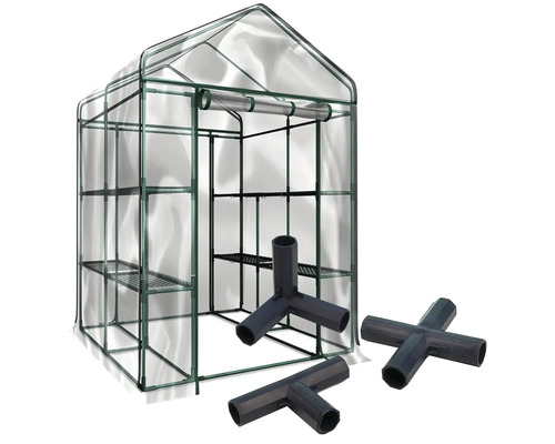 Seră cu rafturi și conectori din plastic