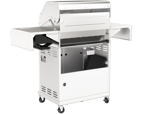 Cărucior grătar din metal cu rafturi laterale și roți