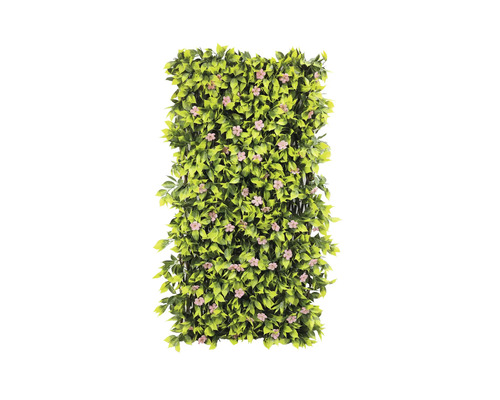 Perete decorativ din frunze verzi cu flori mici pentru decorarea pereților