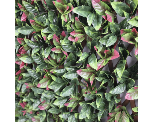 Gard viu artificial cu frunze verzi și roșii