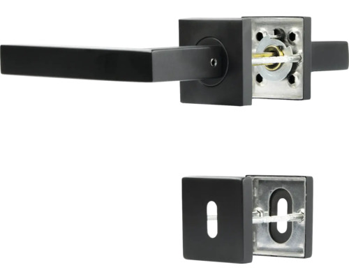 Set mâner de ușă negru cu formă pătrată pentru uși de interior