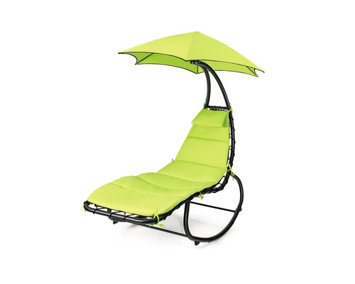 Șezlong Balansoar grădină Dream cu umbrelă 185x145x180 cm verde lime