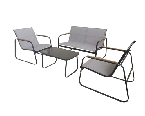 Set de mobilier de grădină cu două scaune, o bancă și o masă