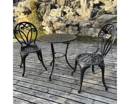 Set mobilier grădină/terasă Arthur aluminiu 2 locuri 3 piese negru