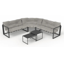 Set mobilier de grădină cu canapea de colț și două măsuțe de cafea