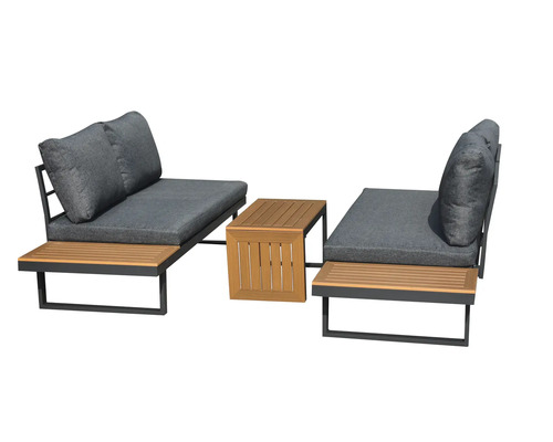 Set lounge de grădină cu două fotolii și o masă