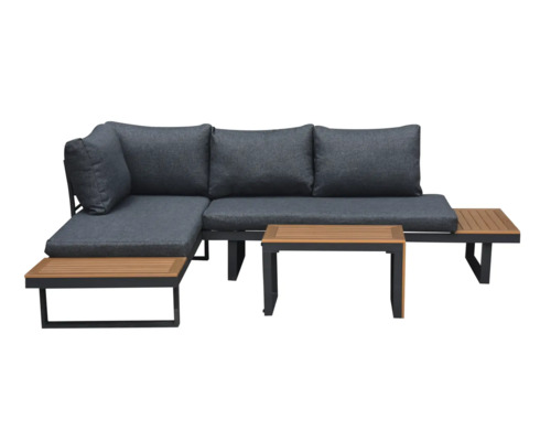 Set mobilier de grădină cu măsuță, din lemn și metal