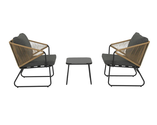 Set de mobilier de grădină cu două fotolii și o masă pentru exterior