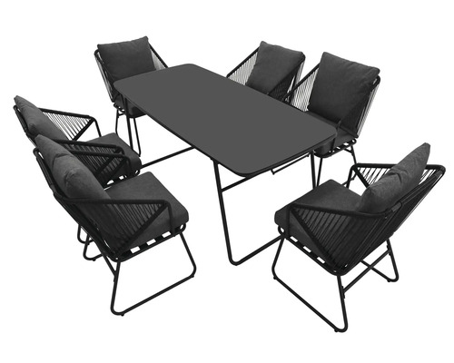 Set de masă de grădină cu șase scaune și masă dreptunghiulară