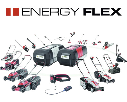 Set de scule de grădină Energy Flex cu acumulatori, mașini de tuns iarba, mașini de tuns gard viu și alte accesorii