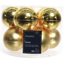 Pachet cu zece globuri aurii de Crăciun din sticlă, fiecare de 6 cm