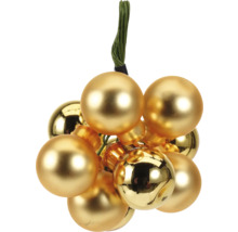 Globuri aurii de pom de Crăciun pe sfoară pentru decorare