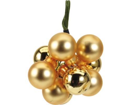 Set globuri Crăciun Ø 2 cm diferite culori Globuri aurii de pom de Crăciun pe sfoară pentru decorare