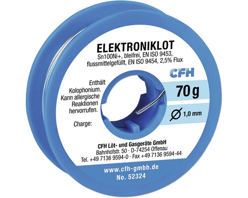 Fludor (cositor cu sacâz) CFH Sn100Ni Ø1mm 70g, pentru electronică fină, fără plumb