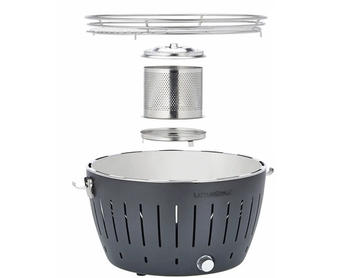 Grătar pe cărbune Lotusgrill cu piese individuale prezentate