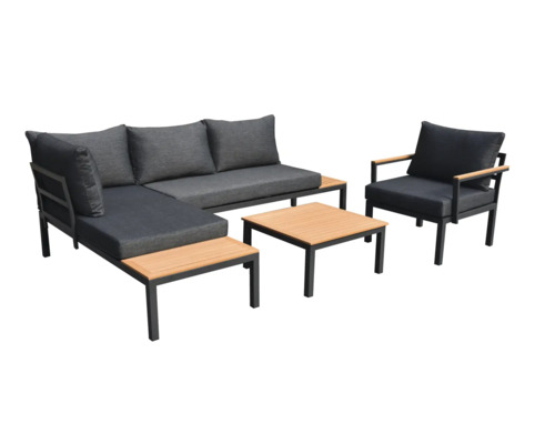 Set lounge de grădină cu canapea, fotoliu și masă