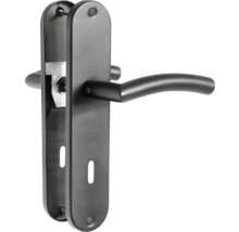 Mânere ușă cu șild Pertura Erla 72/240 mm oțel inoxidabil, pentru cheie BB, negru
