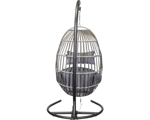 Scaun suspendat din ratan cu cadru din oțel și perne