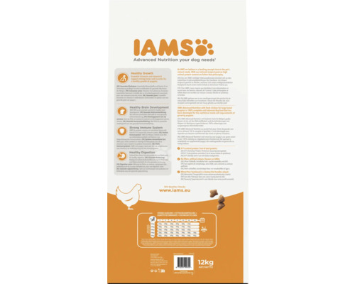 Logo Iams, informații despre ingrediente și recomandări de hrănire pentru hrana pentru căței