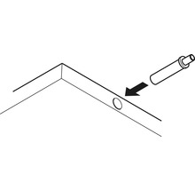 Ilustrație a unei piese de mobilier cu știft de conectare pentru asamblare