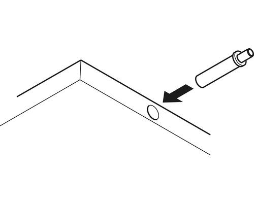 Ilustrație a unei piese de mobilier cu știft de conectare pentru asamblare