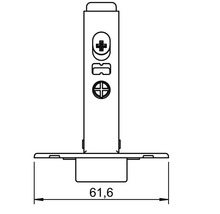 Desen tehnic al unei feronerie pentru mobilă cu cota 61,6