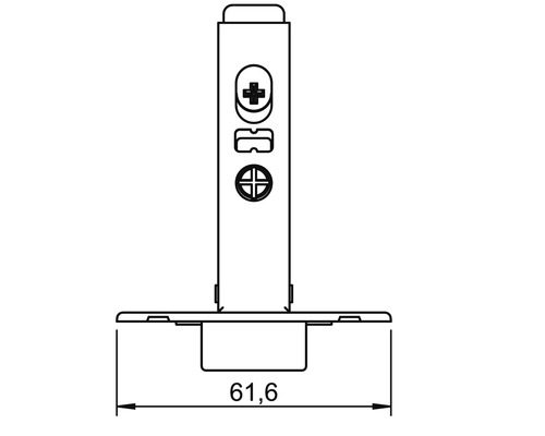 Desen tehnic al unei feronerie pentru mobilă cu cota 61,6