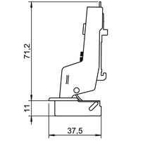 Desen tehnic al unei balamale de mobilier cu dimensiuni