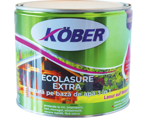 Lazură pe bază de apă Ecolasure Extra Köber nuc 2,5 l Conservant lemn Köber Ecolasure Extra, cutie
