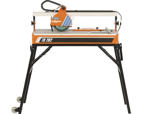 Mașină de tăiat faianță pe un cadru metalic cu roți