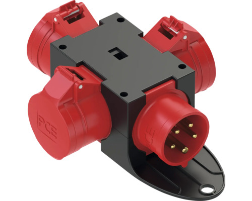 Distribuitor de curent puternic cu cinci poli cu trei prize CEE