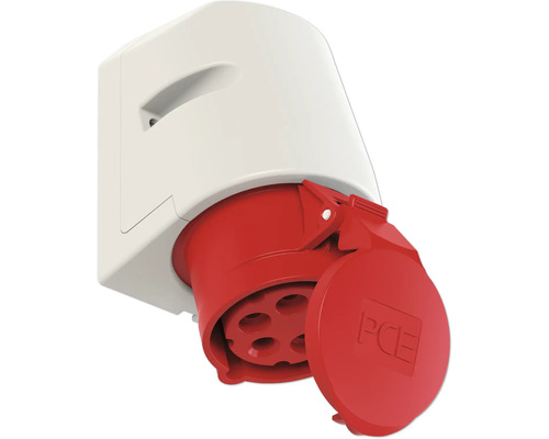 Priză aparentă cu capac rabatabil roșu