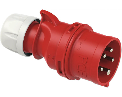 Ștecher industrial roșu cu design cu cinci poli