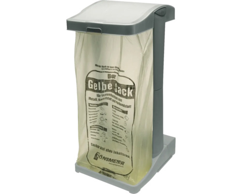 Suport sac galben pentru deșeuri cu capac și sac galben pentru materiale reciclabile