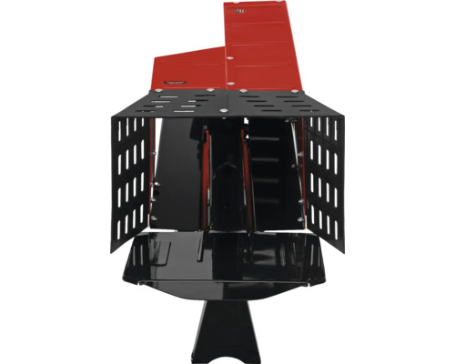 Despicător de lemne în negru și roșu