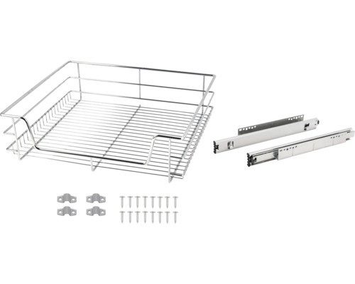 Coș metalic extractibil cu material de montaj pentru dulapuri