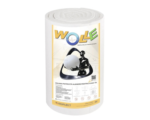 Vată termoizolantă ISOFLECT Wolle P800 10000x610x50 mm Rolă cu material termoizolant