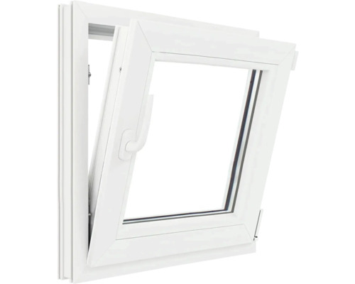 Fereastră din plastic albă înclinată