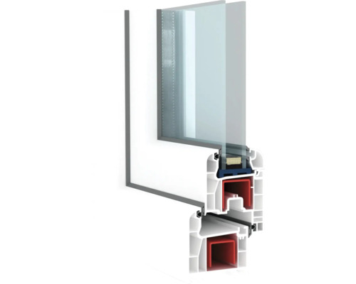 Secțiune transversală a unei ferestre din plastic cu geam termopan