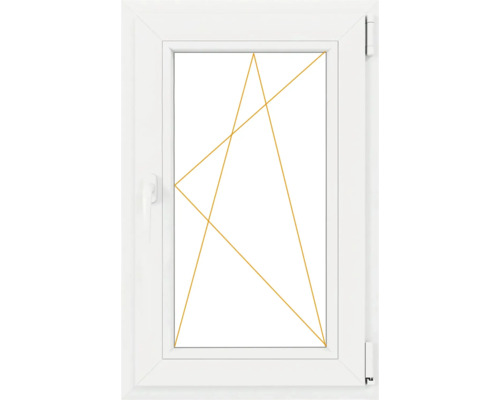 Fereastră din plastic alb cu feronerie oscilo-batantă