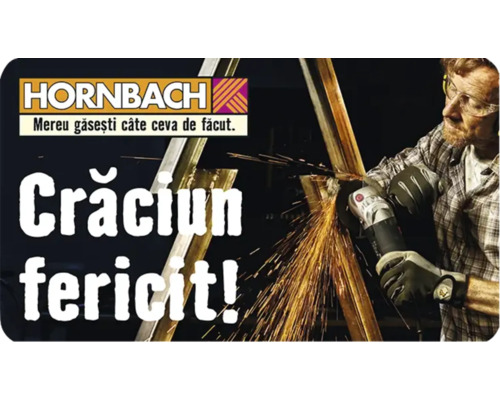 Reclamă Hornbach: Un bărbat prelucrează metal cu un polizor unghiular. Crăciun fericit!
