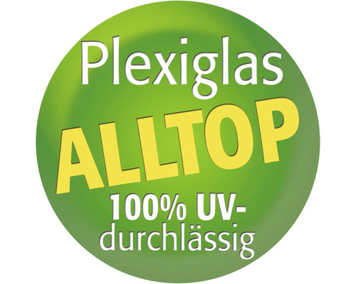 Indicație Plexiglas Alltop, 100% permeabil la UV