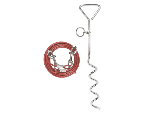 Lesă pentru câini cu ancoră de pământ pentru fixare în aer liber